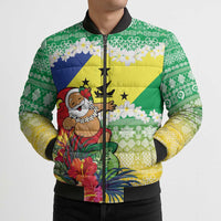 Personalised Malampa Joyeux Noel Bomber Puffer Jacket Proud To Be a Ni-Van Sand Drawing Art - Polynesian Pride