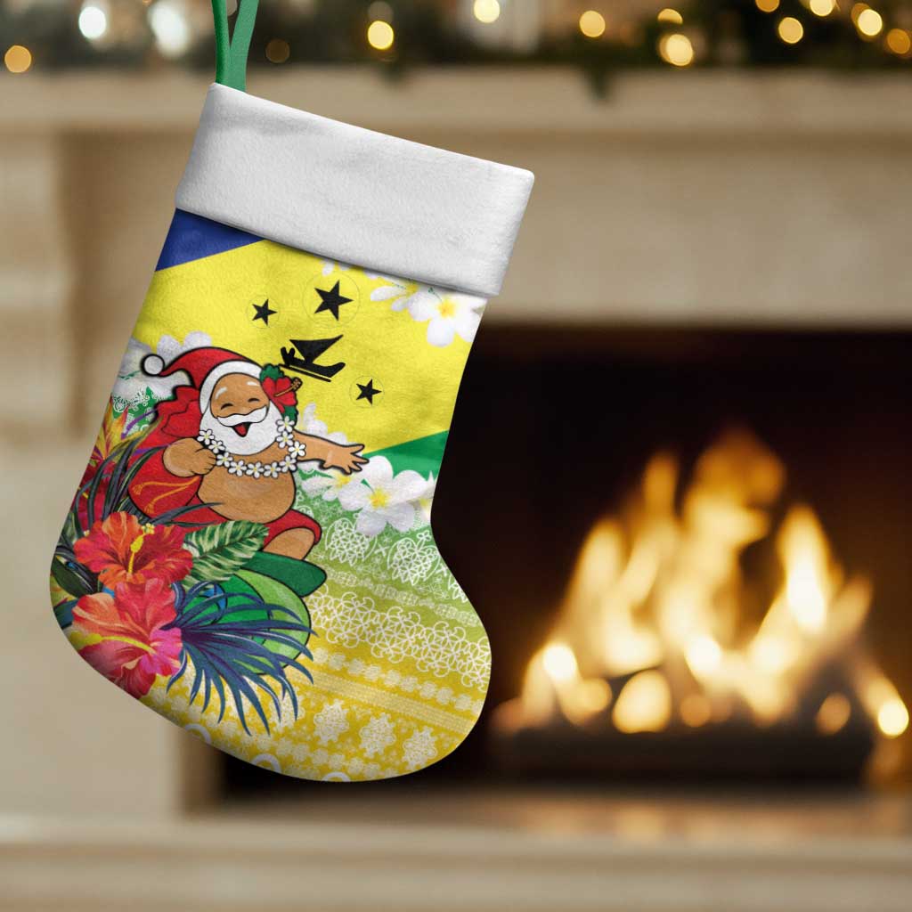 Personalised Malampa Joyeux Noel Christmas Stocking Proud To Be a Ni-Van Sand Drawing Art - Polynesian Pride