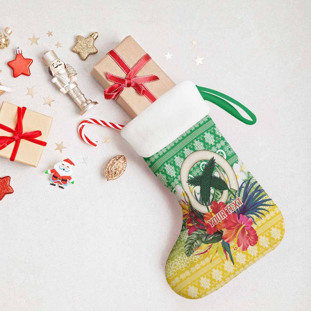 Personalised Malampa Joyeux Noel Christmas Stocking Proud To Be a Ni-Van Sand Drawing Art - Polynesian Pride