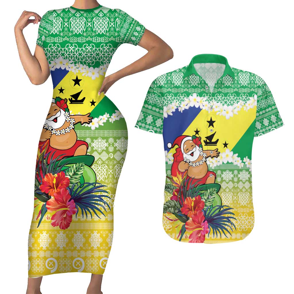 Personalised Malampa Joyeux Noel Couples Matching Short Sleeve Bodycon Dress and Hawaiian Shirt Proud To Be a Ni-Van Sand Drawing Art - Polynesian Pride
