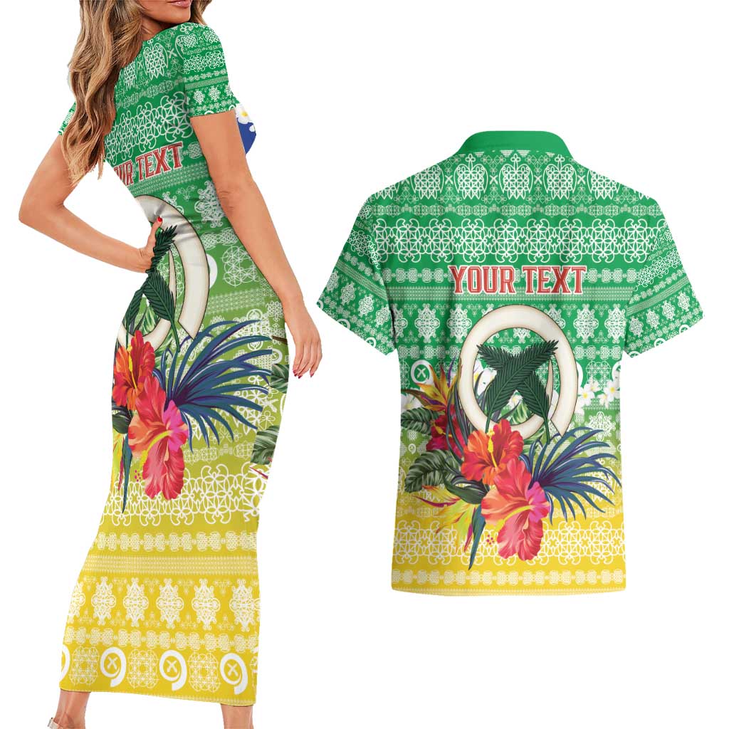 Personalised Malampa Joyeux Noel Couples Matching Short Sleeve Bodycon Dress and Hawaiian Shirt Proud To Be a Ni-Van Sand Drawing Art - Polynesian Pride