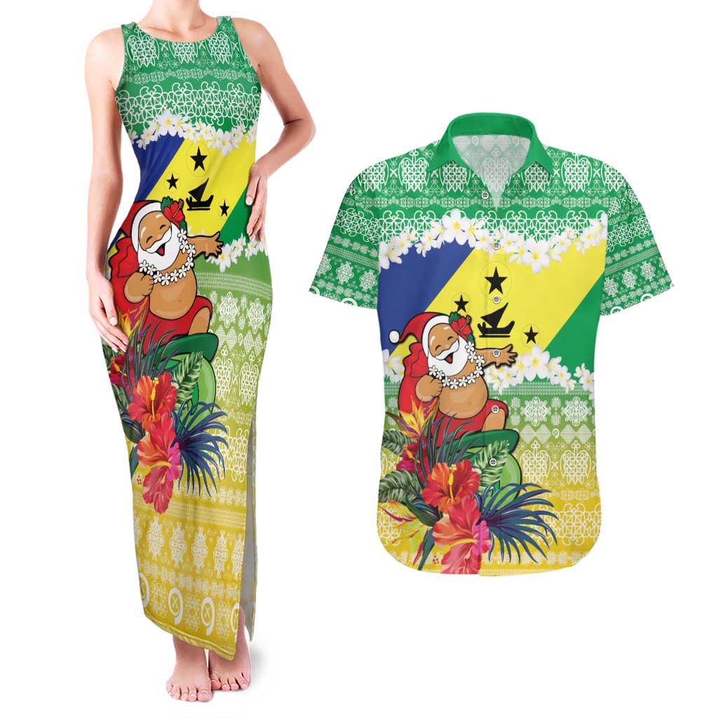 Personalised Malampa Joyeux Noel Couples Matching Tank Maxi Dress and Hawaiian Shirt Proud To Be a Ni-Van Sand Drawing Art - Polynesian Pride