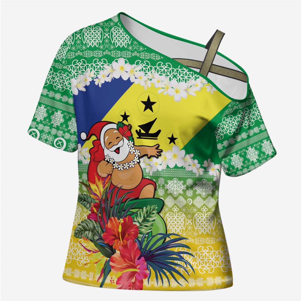 Personalised Malampa Joyeux Noel Cross Shoulder Shirt Proud To Be a Ni-Van Sand Drawing Art - Polynesian Pride