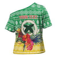 Personalised Malampa Joyeux Noel Cross Shoulder Shirt Proud To Be a Ni-Van Sand Drawing Art - Polynesian Pride