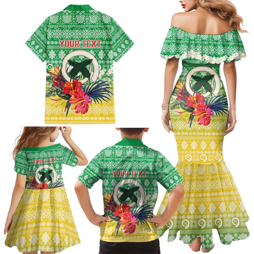 Personalised Malampa Joyeux Noel Family Matching Mermaid Dress and Hawaiian Shirt Proud To Be a Ni-Van Sand Drawing Art - Polynesian Pride