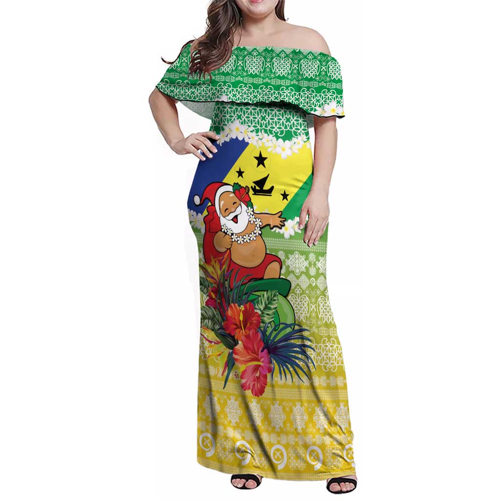 Personalised Malampa Joyeux Noel Family Matching Off Shoulder Maxi Dress and Hawaiian Shirt Proud To Be a Ni-Van Sand Drawing Art - Polynesian Pride