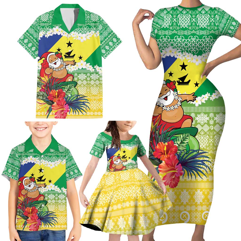 Personalised Malampa Joyeux Noel Family Matching Short Sleeve Bodycon Dress and Hawaiian Shirt Proud To Be a Ni-Van Sand Drawing Art - Polynesian Pride