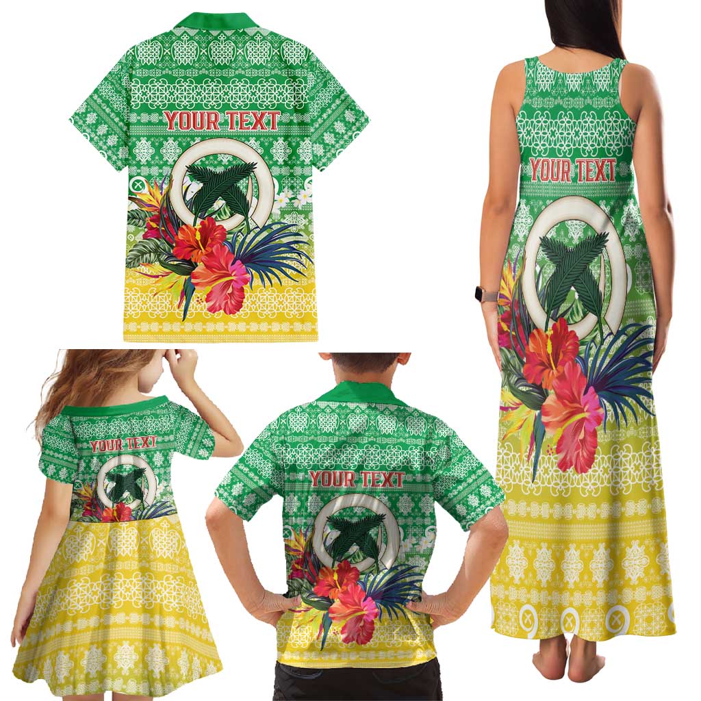 Personalised Malampa Joyeux Noel Family Matching Tank Maxi Dress and Hawaiian Shirt Proud To Be a Ni-Van Sand Drawing Art - Polynesian Pride