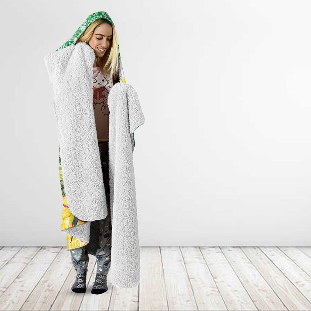 Personalised Malampa Joyeux Noel Hooded Blanket Proud To Be a Ni-Van Sand Drawing Art - Polynesian Pride