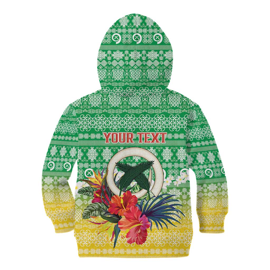 Personalised Malampa Joyeux Noel Kid Hoodie Proud To Be a Ni-Van Sand Drawing Art - Polynesian Pride