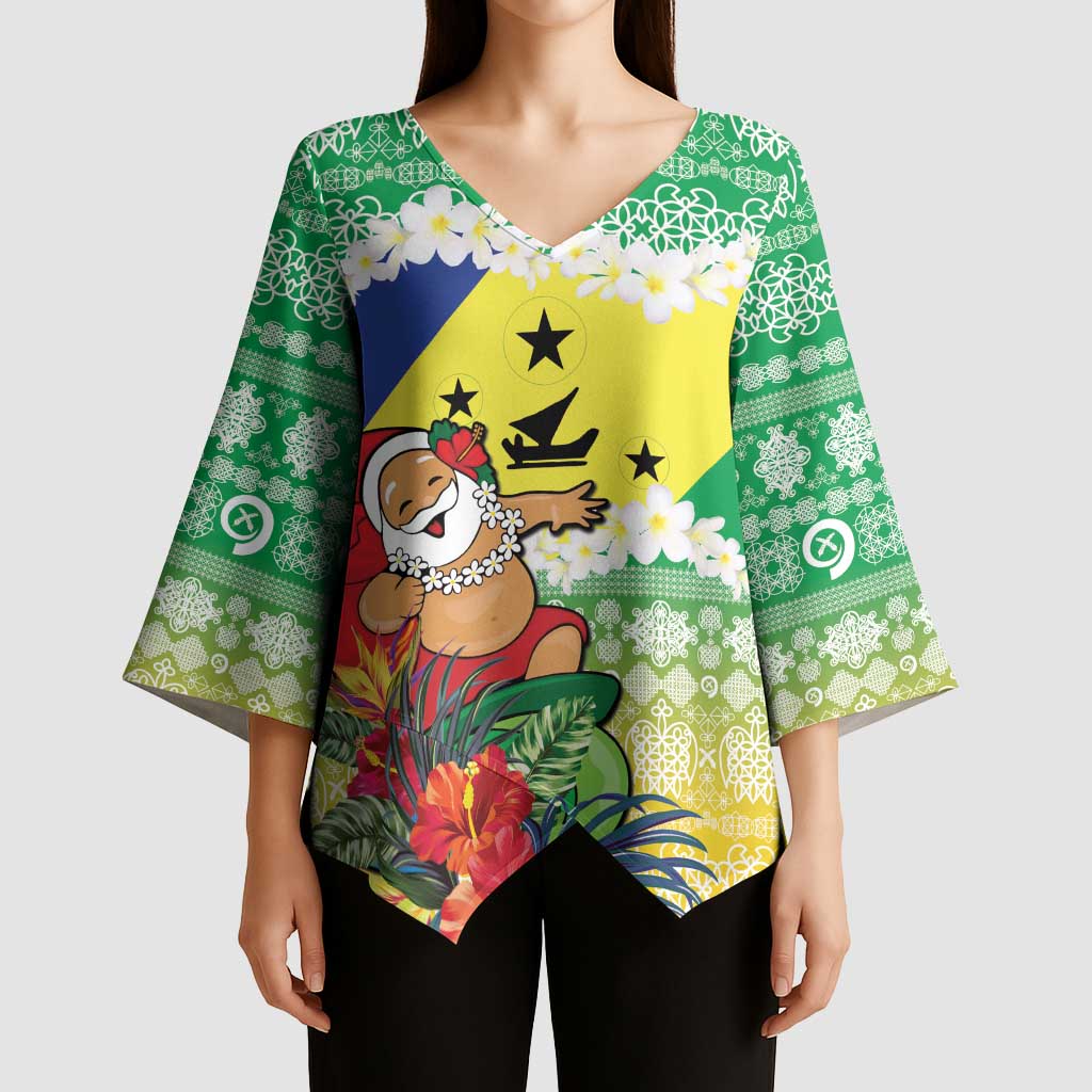 Personalised Malampa Joyeux Noel Kimono Sleeve Blouse Proud To Be a Ni-Van Sand Drawing Art - Polynesian Pride