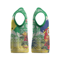 Personalised Malampa Joyeux Noel Christmas Knitted V-Neck Vest Proud To Be a Ni-Van Sand Drawing Art - Polynesian Pride