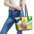 Personalised Malampa Joyeux Noel Leather Tote Bag Proud To Be a Ni-Van Sand Drawing Art - Polynesian Pride