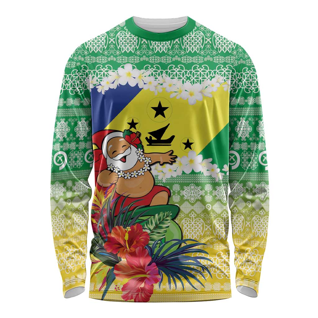 Personalised Malampa Joyeux Noel Long Sleeve Shirt Proud To Be a Ni-Van Sand Drawing Art - Polynesian Pride