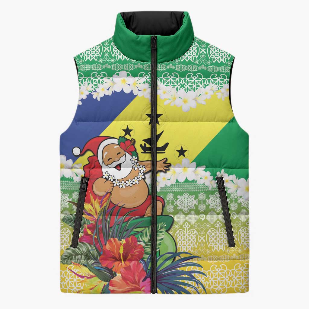 Personalised Malampa Joyeux Noel Sleeveless Puffer Jacket Proud To Be a Ni-Van Sand Drawing Art - Polynesian Pride