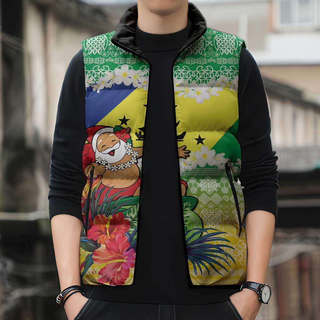 Personalised Malampa Joyeux Noel Sleeveless Puffer Jacket Proud To Be a Ni-Van Sand Drawing Art - Polynesian Pride