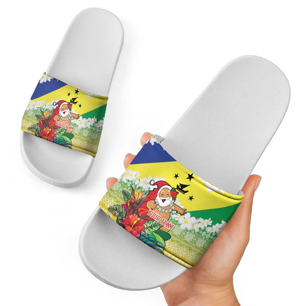 Personalised Malampa Joyeux Noel Slide Sandals Proud To Be a Ni-Van Sand Drawing Art - Polynesian Pride