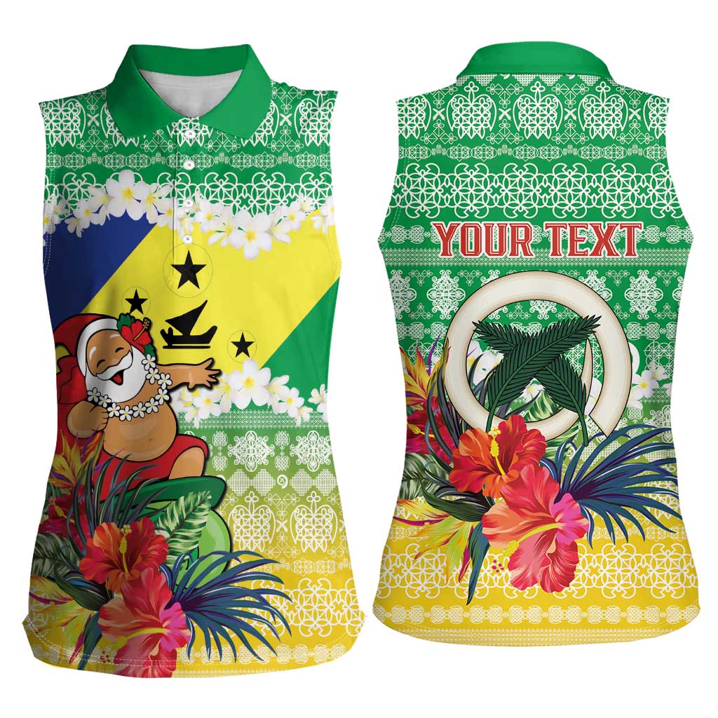 Personalised Malampa Joyeux Noel Women Sleeveless Polo Shirt Proud To Be a Ni-Van Sand Drawing Art - Polynesian Pride