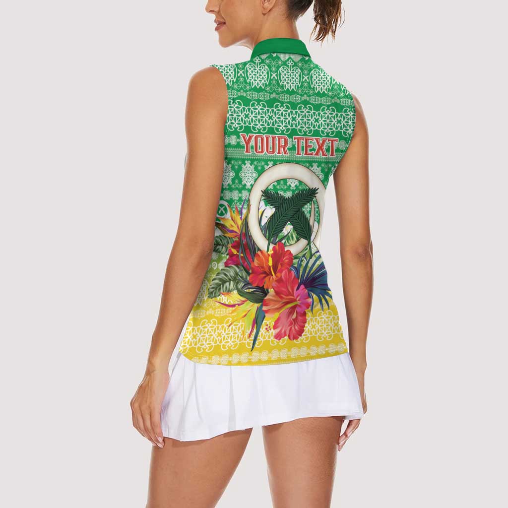 Personalised Malampa Joyeux Noel Women Sleeveless Polo Shirt Proud To Be a Ni-Van Sand Drawing Art - Polynesian Pride