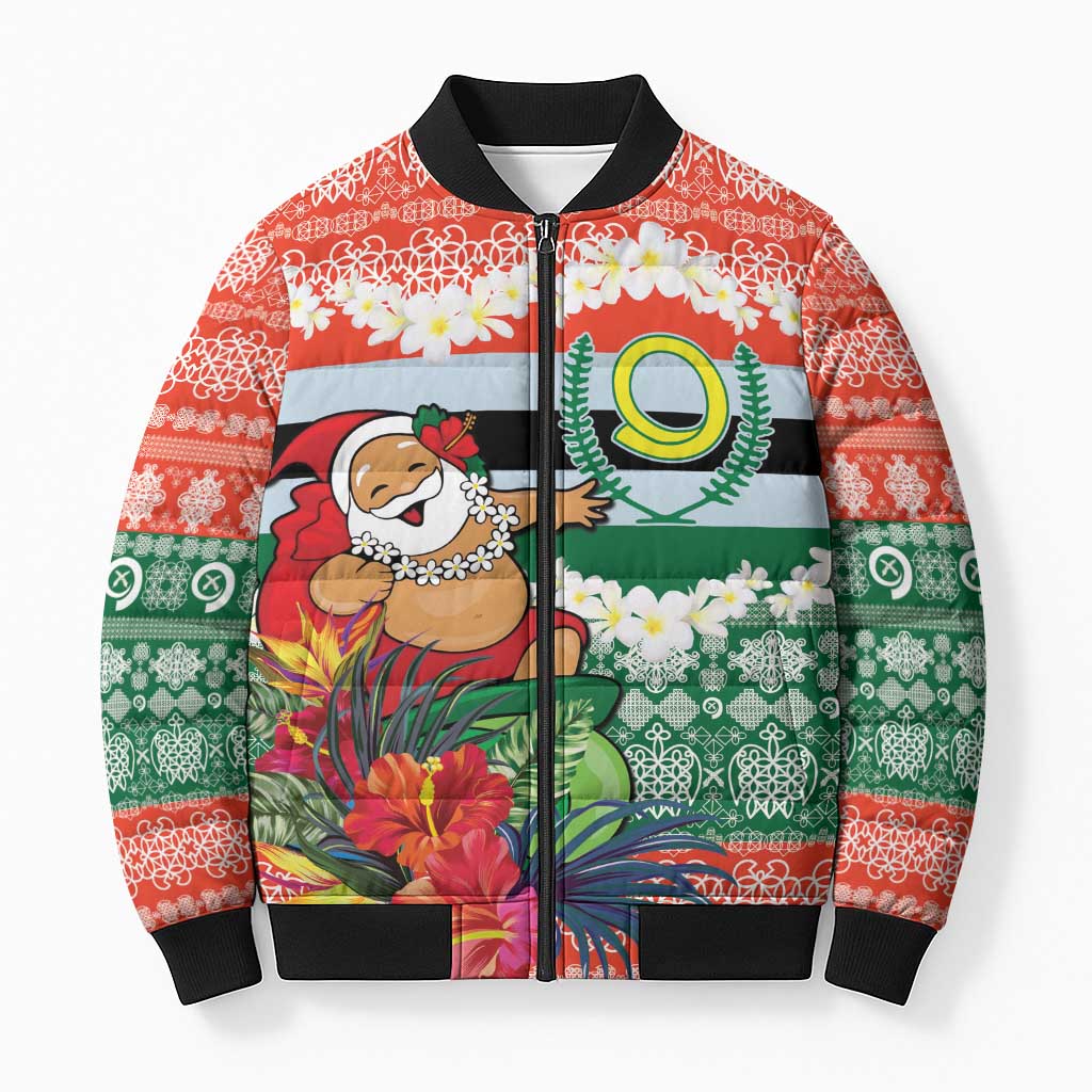 Personalised Penama Joyeux Noel Bomber Puffer Jacket Proud To Be a Ni-Van Sand Drawing Art - Polynesian Pride