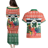 Personalised Penama Joyeux Noel Couples Matching Puletasi and Hawaiian Shirt Proud To Be a Ni-Van Sand Drawing Art - Polynesian Pride