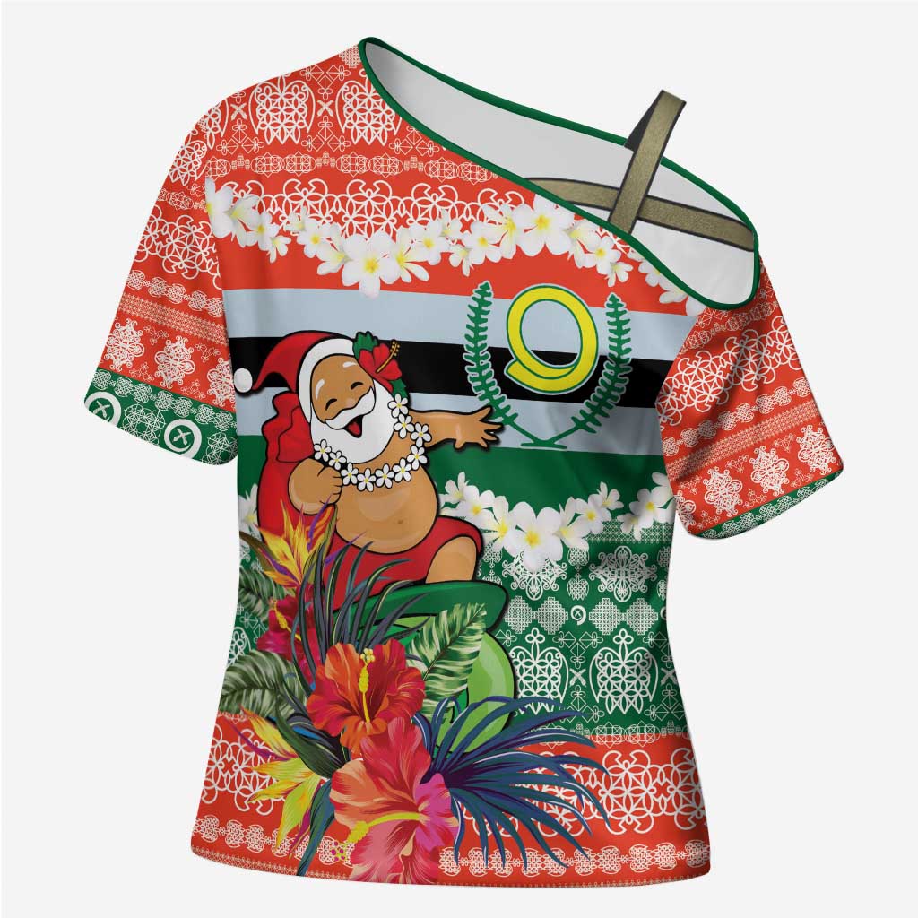 Personalised Penama Joyeux Noel Cross Shoulder Shirt Proud To Be a Ni-Van Sand Drawing Art - Polynesian Pride