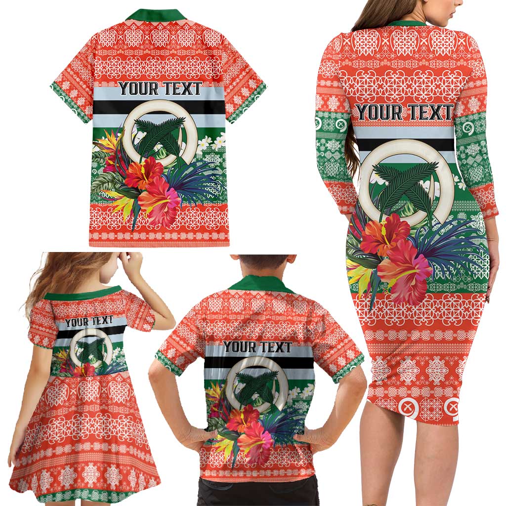 Personalised Penama Joyeux Noel Family Matching Long Sleeve Bodycon Dress and Hawaiian Shirt Proud To Be a Ni-Van Sand Drawing Art - Polynesian Pride