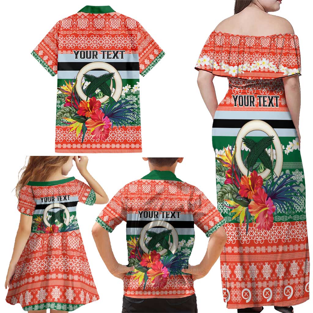 Personalised Penama Joyeux Noel Family Matching Off Shoulder Maxi Dress and Hawaiian Shirt Proud To Be a Ni-Van Sand Drawing Art - Polynesian Pride
