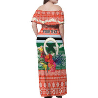 Personalised Penama Joyeux Noel Family Matching Off Shoulder Maxi Dress and Hawaiian Shirt Proud To Be a Ni-Van Sand Drawing Art - Polynesian Pride