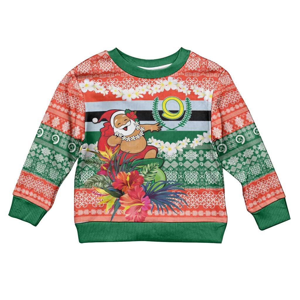 Personalised Penama Joyeux Noel Kid Ugly Christmas Sweater Proud To Be a Ni-Van Sand Drawing Art - Polynesian Pride
