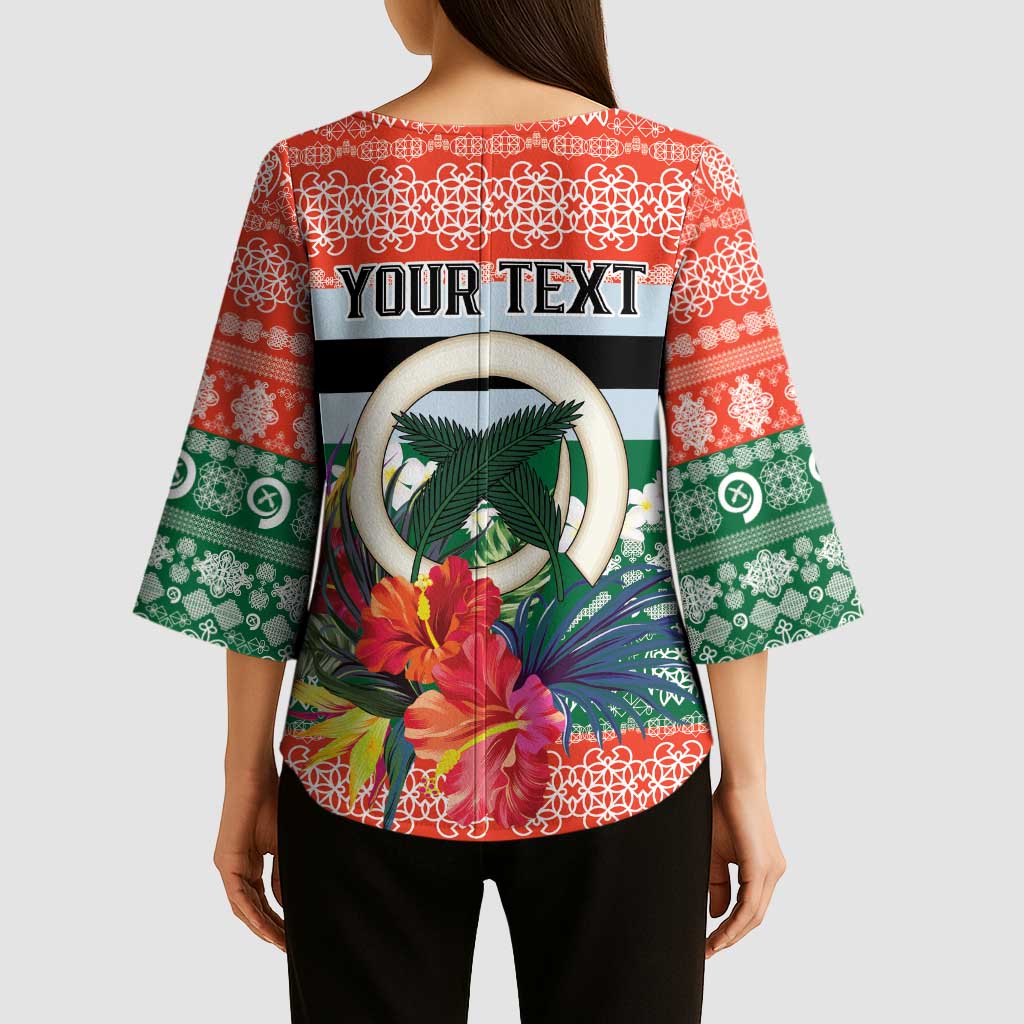 Personalised Penama Joyeux Noel Kimono Sleeve Blouse Proud To Be a Ni-Van Sand Drawing Art - Polynesian Pride