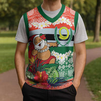 Personalised Penama Joyeux Noel Christmas Knitted V-Neck Vest Proud To Be a Ni-Van Sand Drawing Art - Polynesian Pride