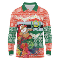 Personalised Penama Joyeux Noel Long Sleeve Polo Shirt Proud To Be a Ni-Van Sand Drawing Art - Polynesian Pride