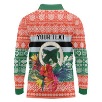 Personalised Penama Joyeux Noel Long Sleeve Polo Shirt Proud To Be a Ni-Van Sand Drawing Art - Polynesian Pride