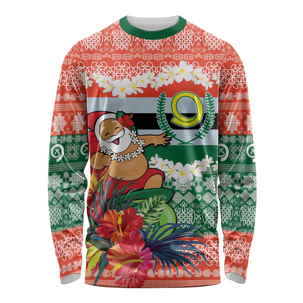 Personalised Penama Joyeux Noel Long Sleeve Shirt Proud To Be a Ni-Van Sand Drawing Art - Polynesian Pride