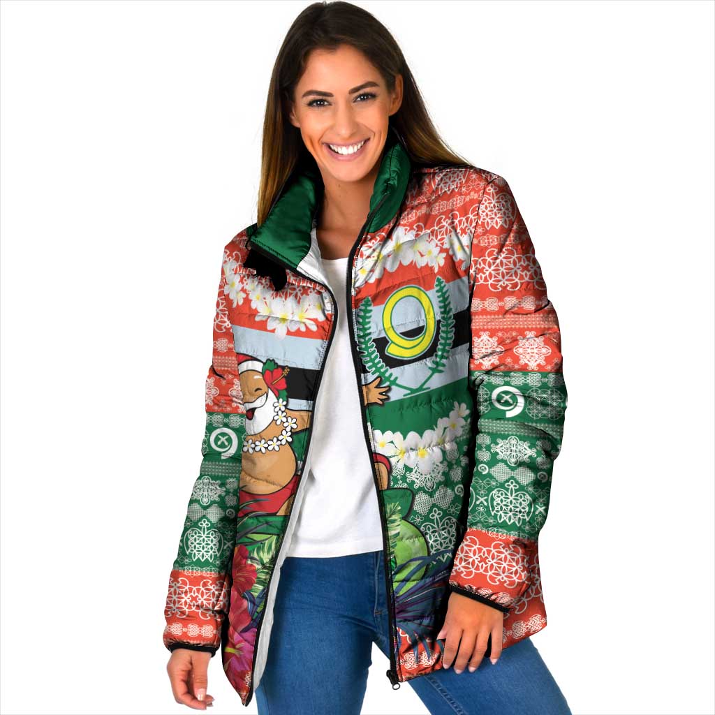 Personalised Penama Joyeux Noel Padded Jacket Proud To Be a Ni-Van Sand Drawing Art - Polynesian Pride