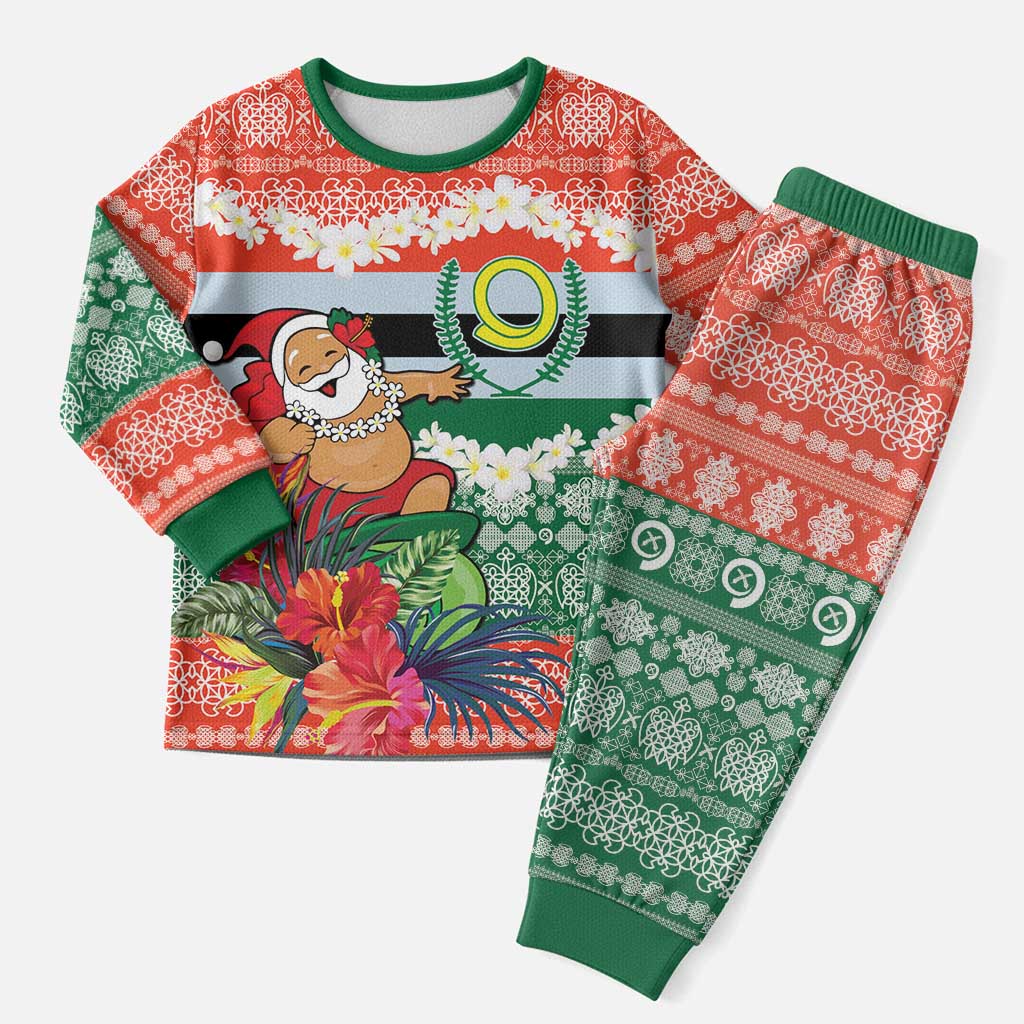 Personalised Penama Joyeux Noel Christmas Pajama Set Proud To Be a Ni-Van Sand Drawing Art - Polynesian Pride