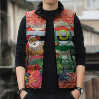 Personalised Penama Joyeux Noel Sleeveless Puffer Jacket Proud To Be a Ni-Van Sand Drawing Art LT9 - Polynesian Pride