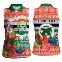 Personalised Penama Joyeux Noel Women Sleeveless Polo Shirt Proud To Be a Ni-Van Sand Drawing Art - Polynesian Pride