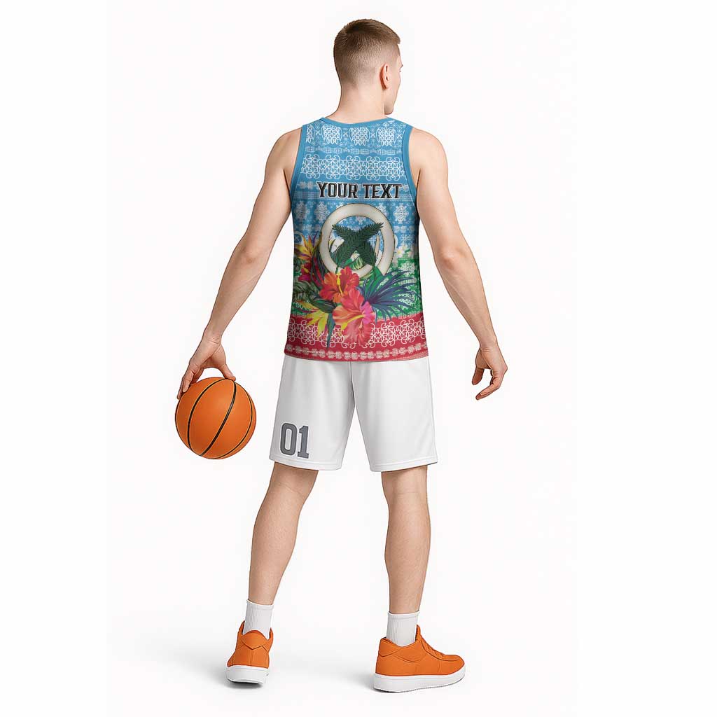 Personalised Sanma Joyeux Noel Basketball Jersey Proud To Be a Ni-Van Sand Drawing Art LT9 - Polynesian Pride