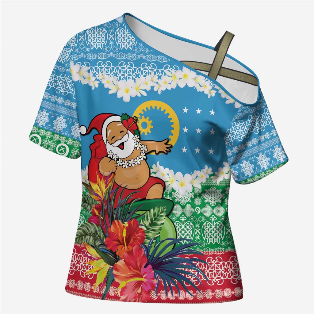 Personalised Sanma Joyeux Noel Cross Shoulder Shirt Proud To Be a Ni-Van Sand Drawing Art - Polynesian Pride