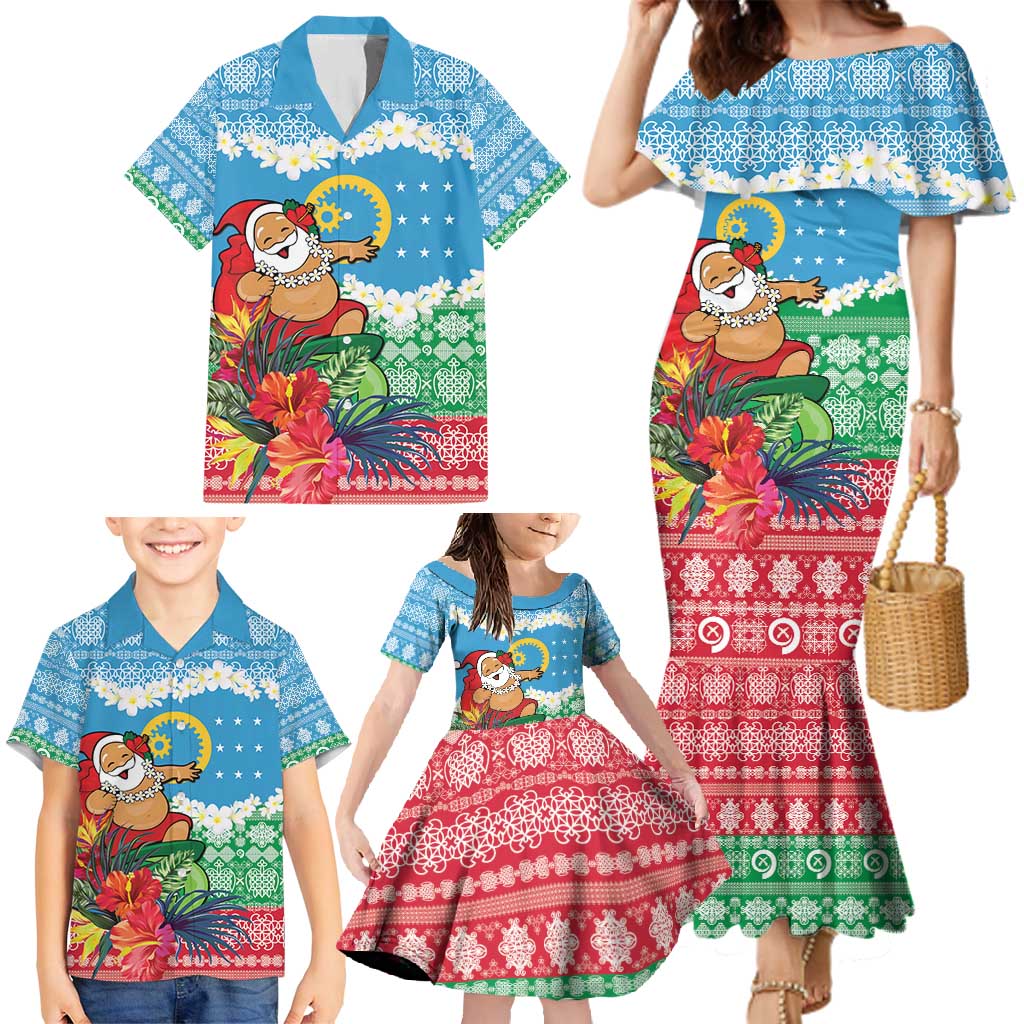 Personalised Sanma Joyeux Noel Family Matching Mermaid Dress and Hawaiian Shirt Proud To Be a Ni-Van Sand Drawing Art - Polynesian Pride