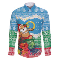 Personalised Sanma Joyeux Noel Family Matching Off The Shoulder Long Sleeve Dress and Hawaiian Shirt Proud To Be a Ni-Van Sand Drawing Art - Polynesian Pride