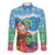 Personalised Sanma Joyeux Noel Family Matching Off The Shoulder Long Sleeve Dress and Hawaiian Shirt Proud To Be a Ni-Van Sand Drawing Art - Polynesian Pride