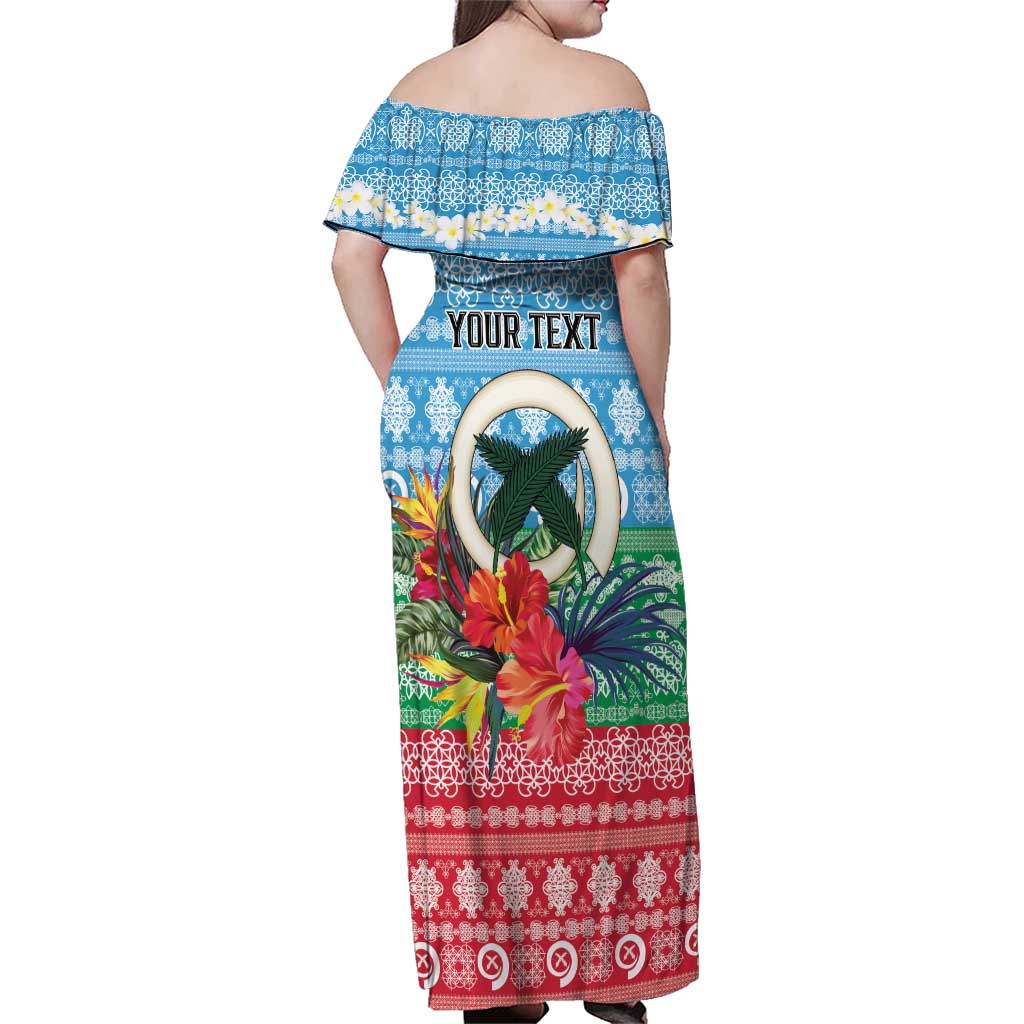 Personalised Sanma Joyeux Noel Family Matching Off Shoulder Maxi Dress and Hawaiian Shirt Proud To Be a Ni-Van Sand Drawing Art - Polynesian Pride