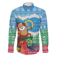 Personalised Sanma Joyeux Noel Family Matching Off Shoulder Short Dress and Hawaiian Shirt Proud To Be a Ni-Van Sand Drawing Art - Polynesian Pride