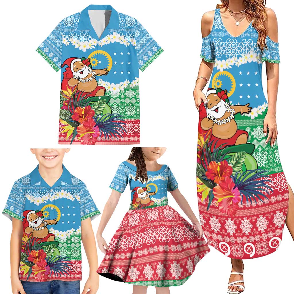 Personalised Sanma Joyeux Noel Family Matching Summer Maxi Dress and Hawaiian Shirt Proud To Be a Ni-Van Sand Drawing Art - Polynesian Pride