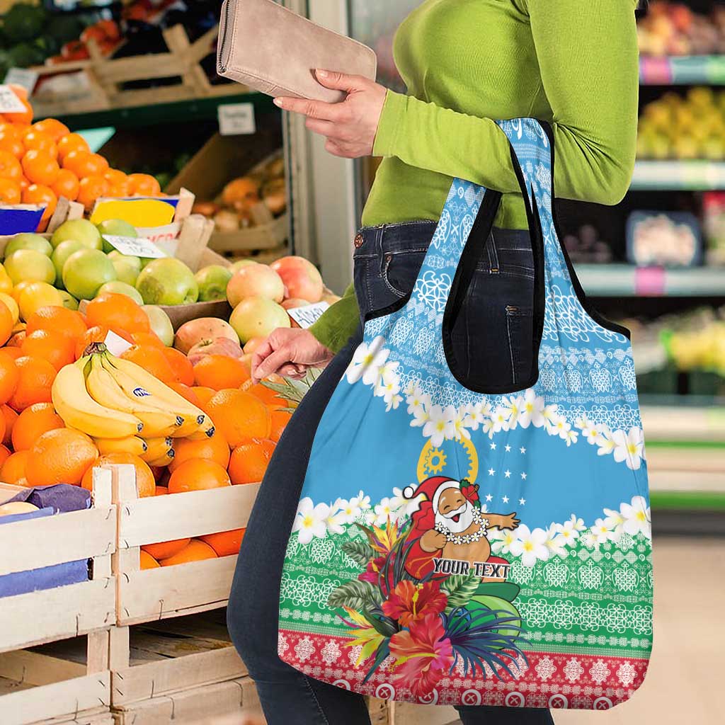 Personalised Sanma Joyeux Noel Grocery Bag Proud To Be a Ni-Van Sand Drawing Art - Polynesian Pride