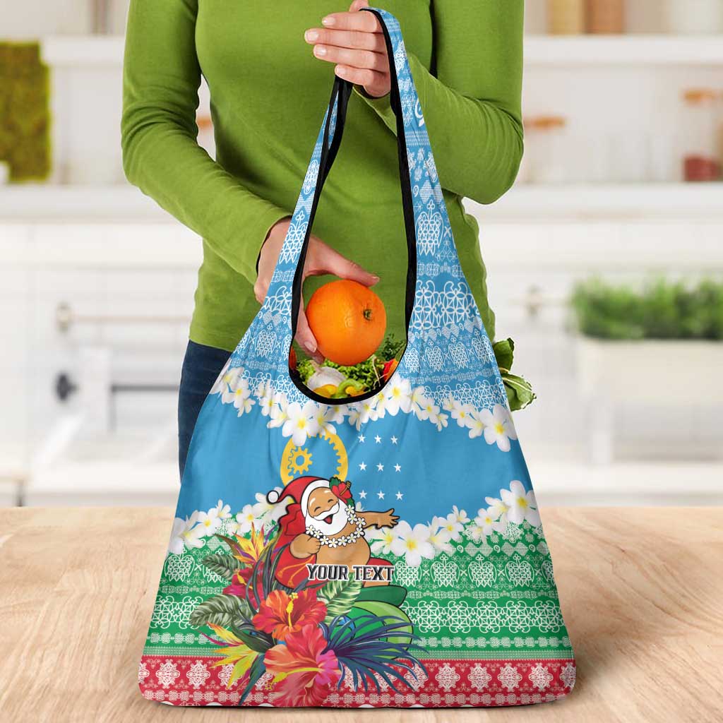 Personalised Sanma Joyeux Noel Grocery Bag Proud To Be a Ni-Van Sand Drawing Art - Polynesian Pride