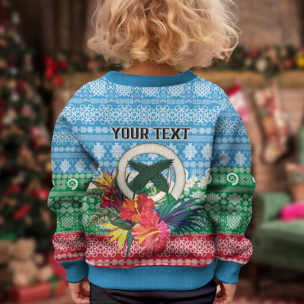 Personalised Sanma Joyeux Noel Kid Ugly Christmas Sweater Proud To Be a Ni-Van Sand Drawing Art - Polynesian Pride